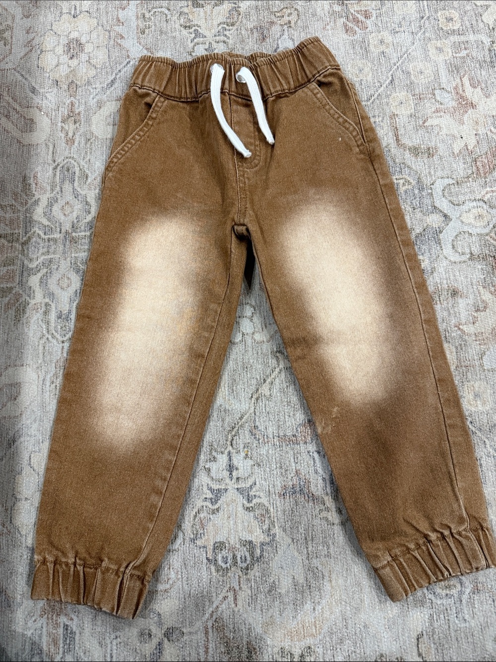 Little Bipsy Brown Washed Jogger Pants with Drawstring